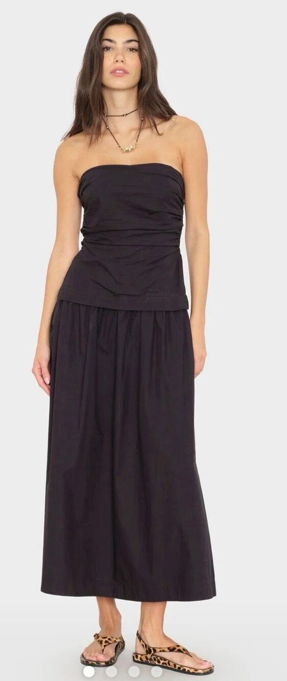 Xirena Ciara Cotton Midi Dress in Black NWT Size Large